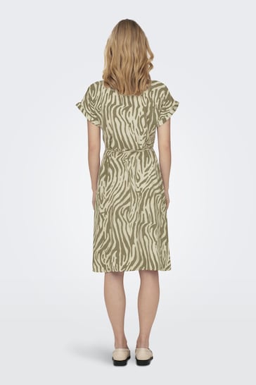 JDY Green Zebra Print Short Sleeve Shirt Dress
