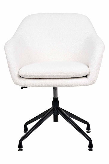 Pacific White Boucle Swivel Rise and Fall Chair