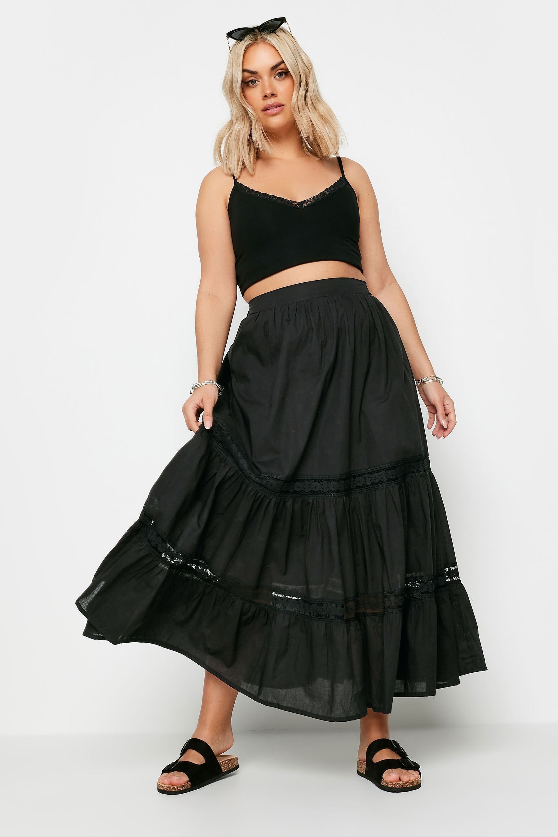 Black peasant maxi skirt clearance