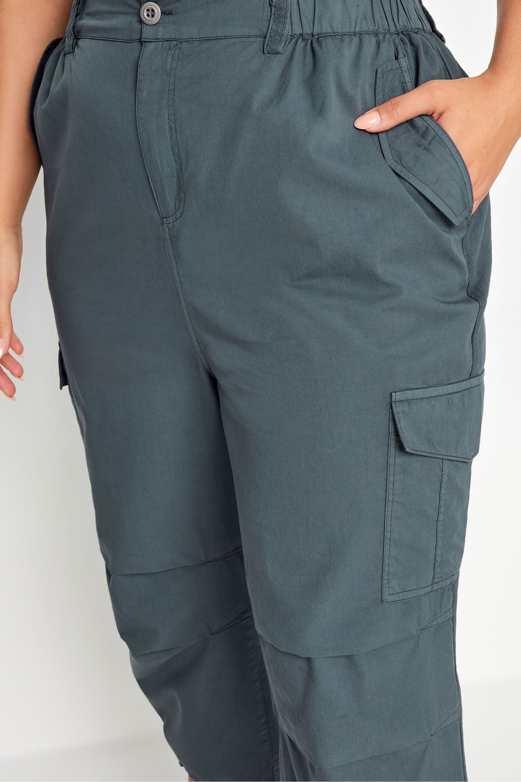 Buy Yours Curve Grey Cargo Cropped Trousers from the Next UK online shop