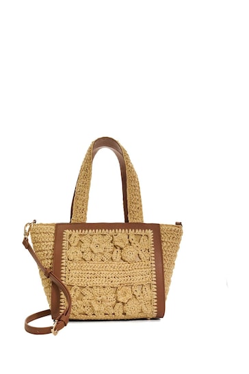 Dune London Natural Daisy Floral Appliqué Embellished Handbag