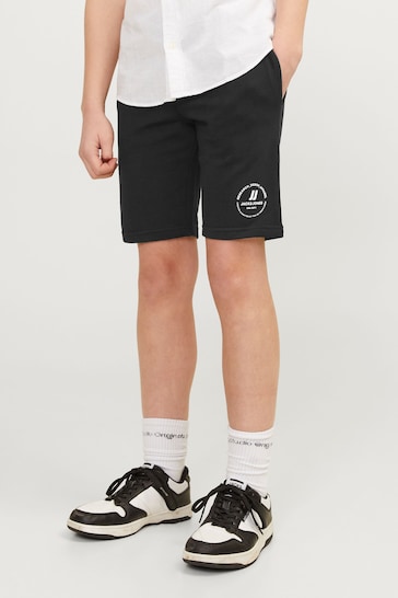 JACK & JONES JUNIOR Logo Sweat Black Shorts
