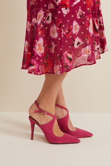 Phase Eight Pink Cross Over Ankle Shoes
