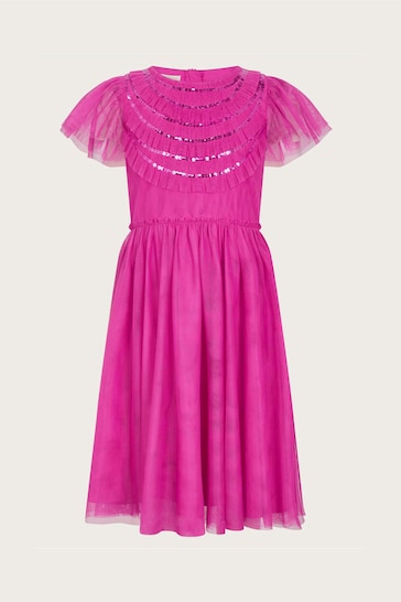 Monsoon Pink Emma Sequin Ruffle Dress