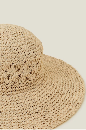 Accessorize Natural Loose Weave Floppy Hat