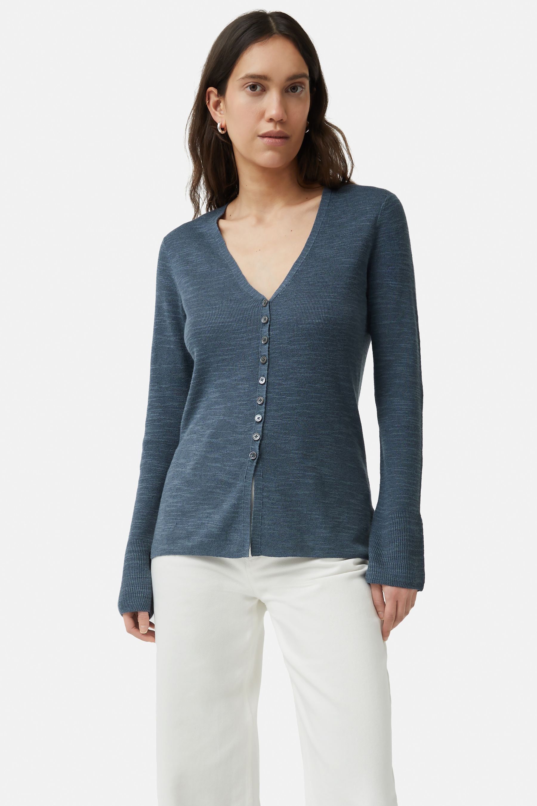 Buy Jigsaw Blue Linen Cotton Cardigan from the Next UK online shop