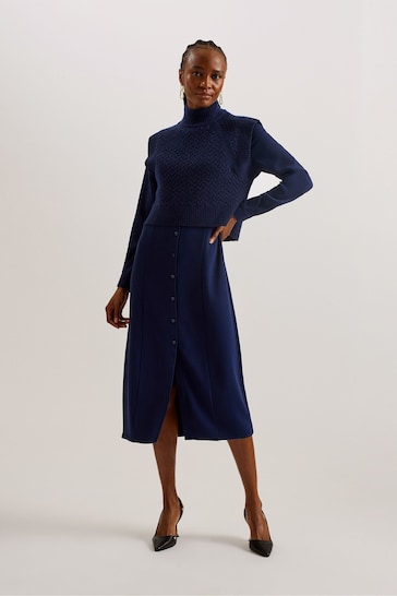 Ted Baker Blue Elsiiey Shirt Dress With Sleeveless Knit Layer