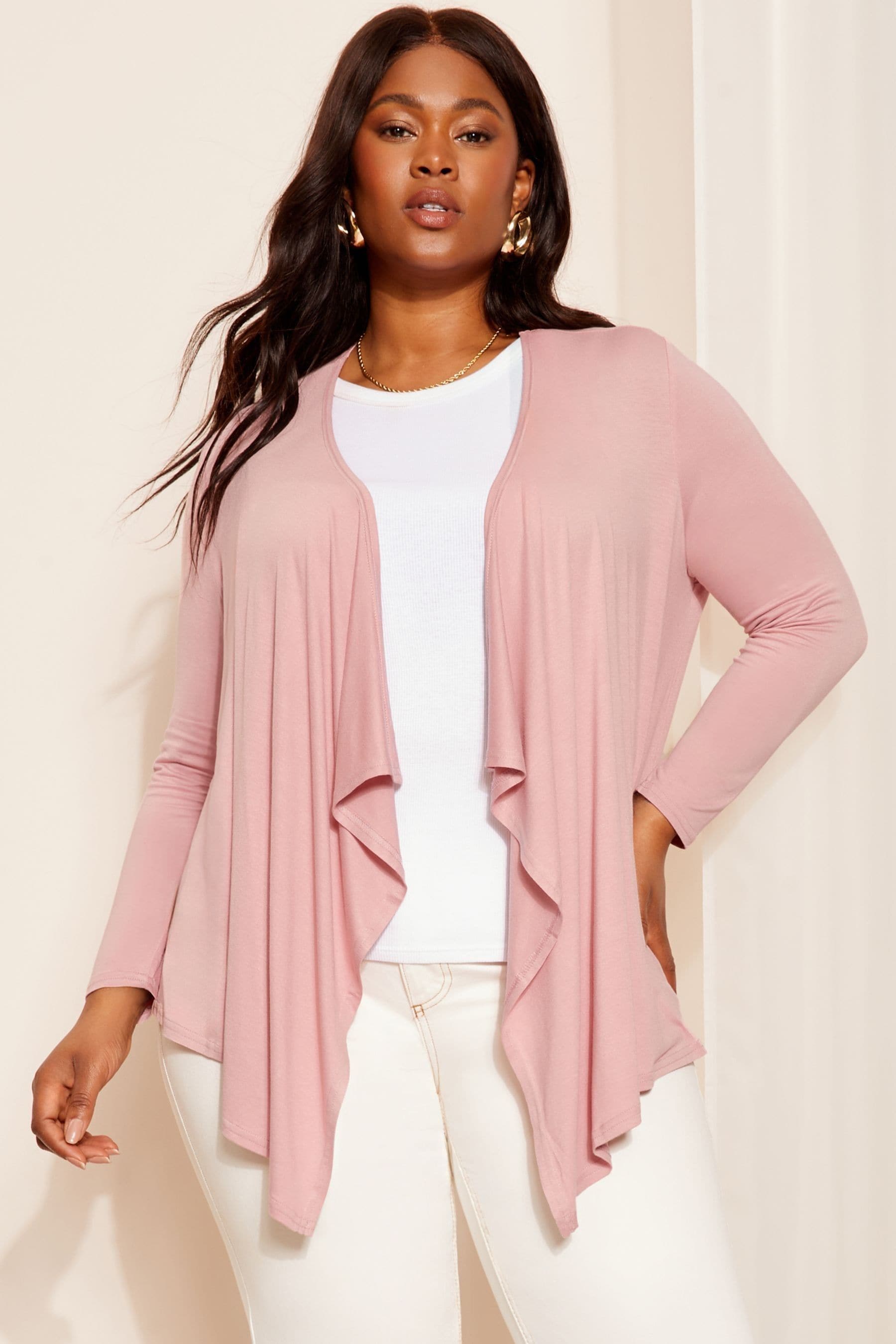 Buy Curves Like These Pink Waterfall Cardigan from the Next UK online shop