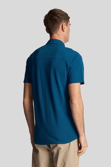 Lyle & Scott Blue Short Sleeve Pique Shirt