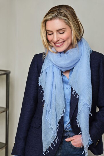 Pure Collection Blue Ultrafine Cashmere Scarf