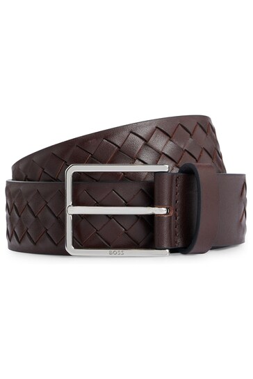 BOSS Brown Woven Leather Belt