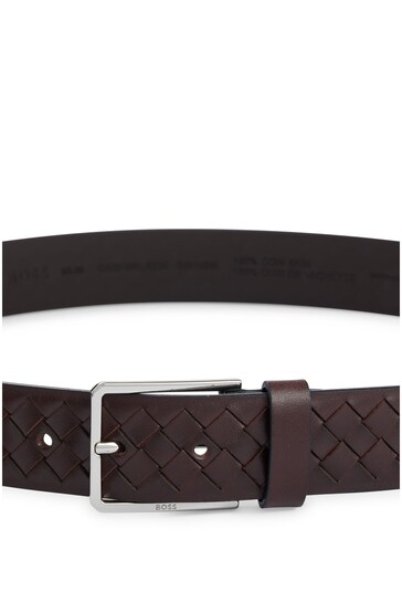 BOSS Brown Woven Leather Belt