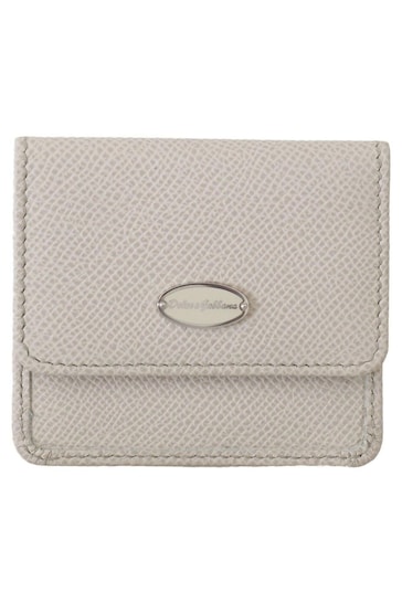 Dolce & Gabbana Dauphine Leather Holder Pocket Condom Case White Wallet