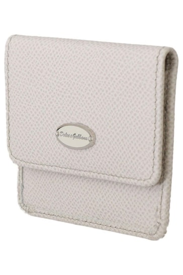 Dolce & Gabbana Dauphine Leather Holder Pocket Condom Case White Wallet