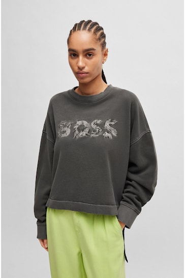 BOSS Dark Grey Graphic Logo Sweatshirt