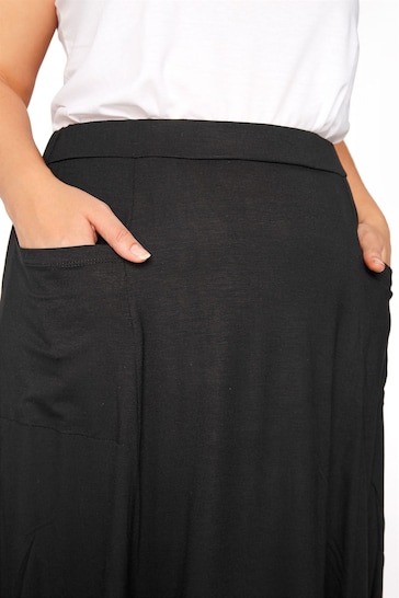Yours Curve Black Maxi Jersey Skirt