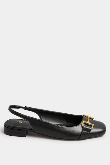 Long Tall Sally Black Slingback Ballet Shoes With Trim