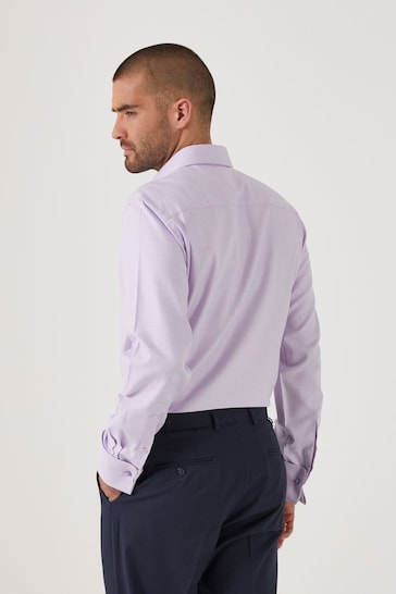 Skopes Purple Tailored Fit Double Cuff Dobby Shirt