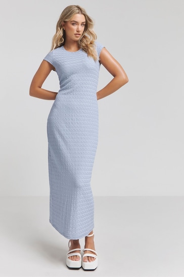 Simply Be Blue Textured Jersey Column Dress