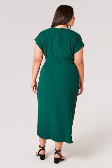 Apricot Green Textured Wrap Midi Dress