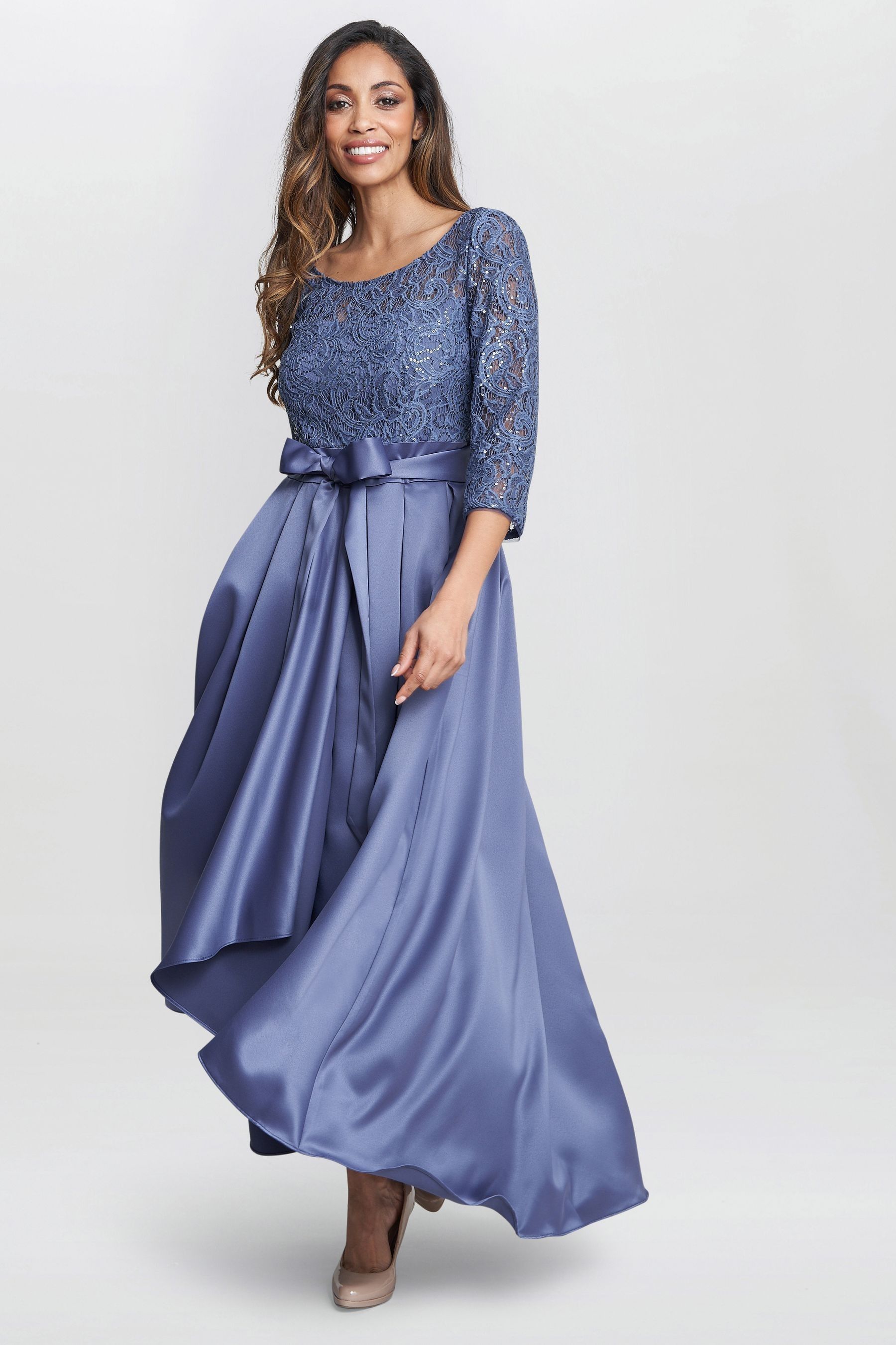 Gina bacconi blue lace dress sale