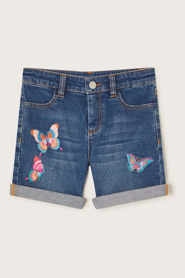 Monsoon Blue Butterfly Embroidered Denim Shorts