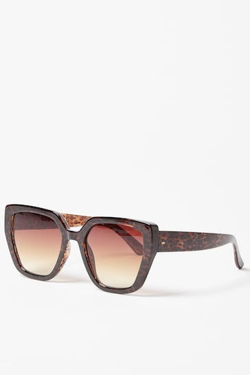 Oliver Bonas Butterfly Faux Tortoiseshell Cat Eye Brown Sunglasses