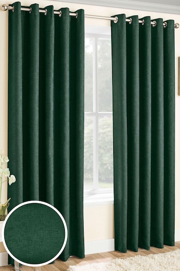 Enhanced Living Green Vogue Ready Made Thermal Blackout Eyelet Curtains