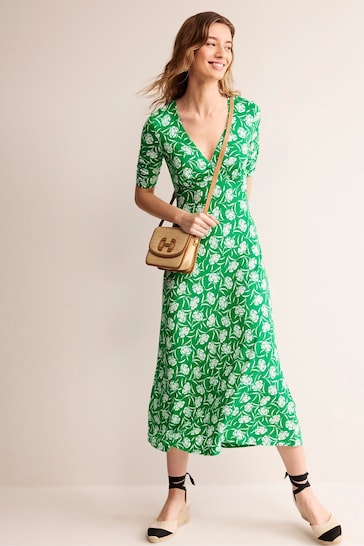 Boden Green Rebecca Jersey Midi Tea Dress