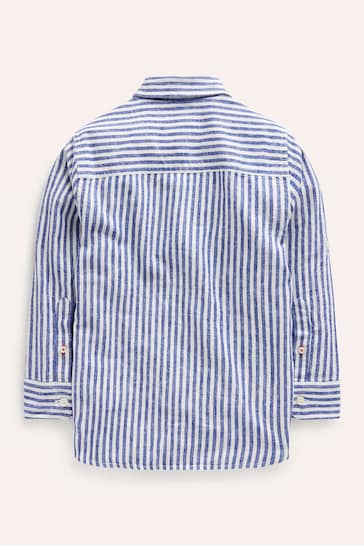 Boden Blue Long Sleeve Cotton Linen Shirt