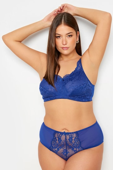 Yours Curve Blue Lace Total Support Bra