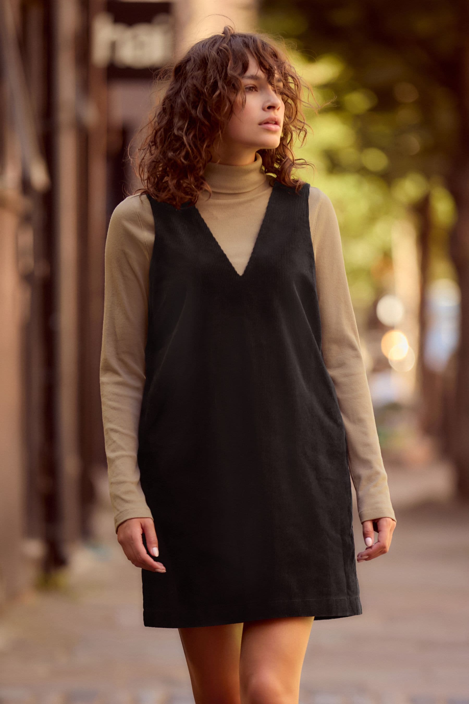Buy Black cord Pinafore Short Sleeve Mini Dress from the Next UK online shop