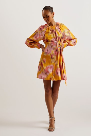 Ted Baker Orange Akemi Mini Wrap Dress