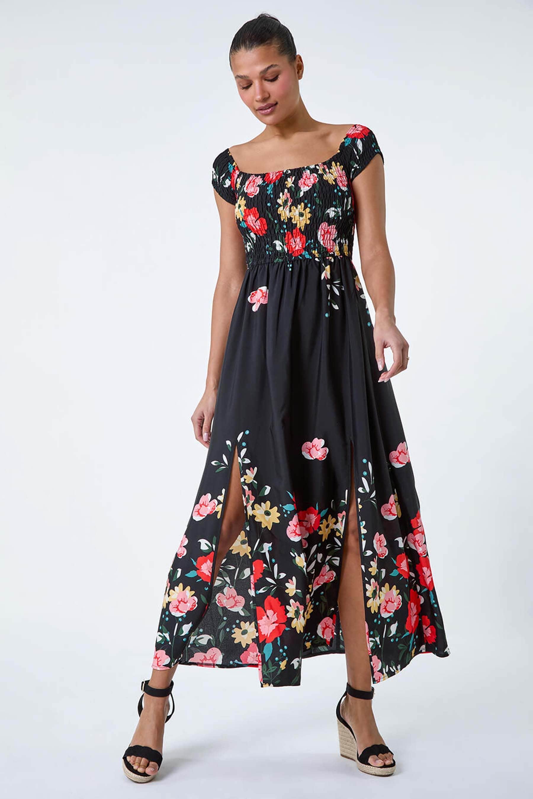 Black floral maxi online