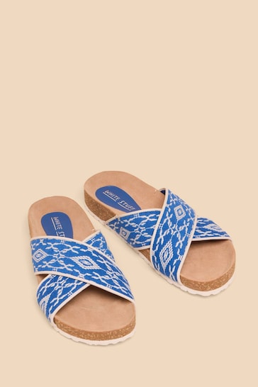 White Stuff Blue Poppy Footbed Sandals
