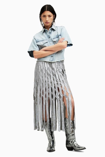 AllSaints Grey Francesca Skirt