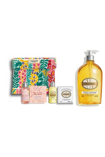 L Occitane Almond Shower Oil 500ml and Cherry Blossom  Almond Gift Set (Worth £44.50)