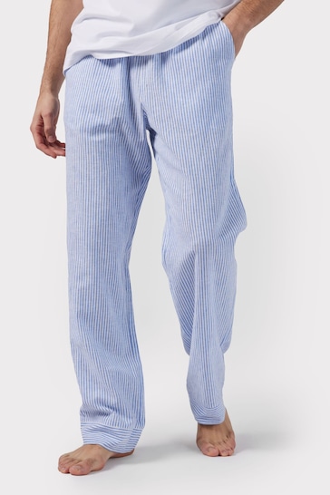 Chelsea Peers Blue Poplin Stripe Pyjama Bottoms