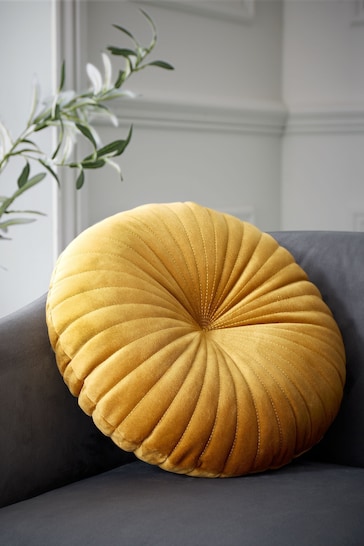 Catherine Lansfield Mustard Round Cushion Soft Touch Cushion