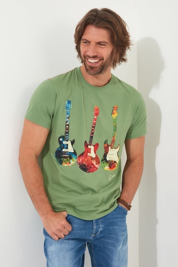 Joe Browns Green Colourful Guitar Graphic T-Shirt