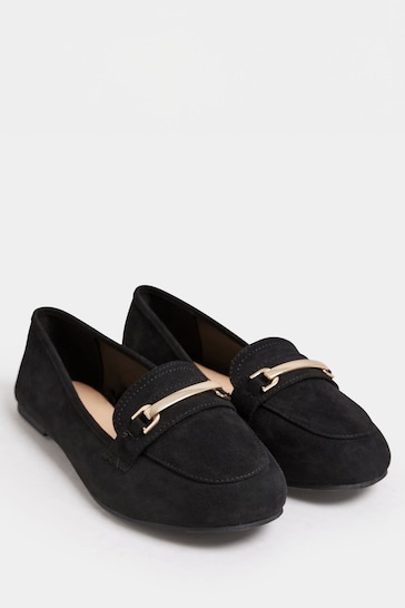 Yours Curve Black Faux Suede Buckle Loafers In Extra Wide EEE Fit