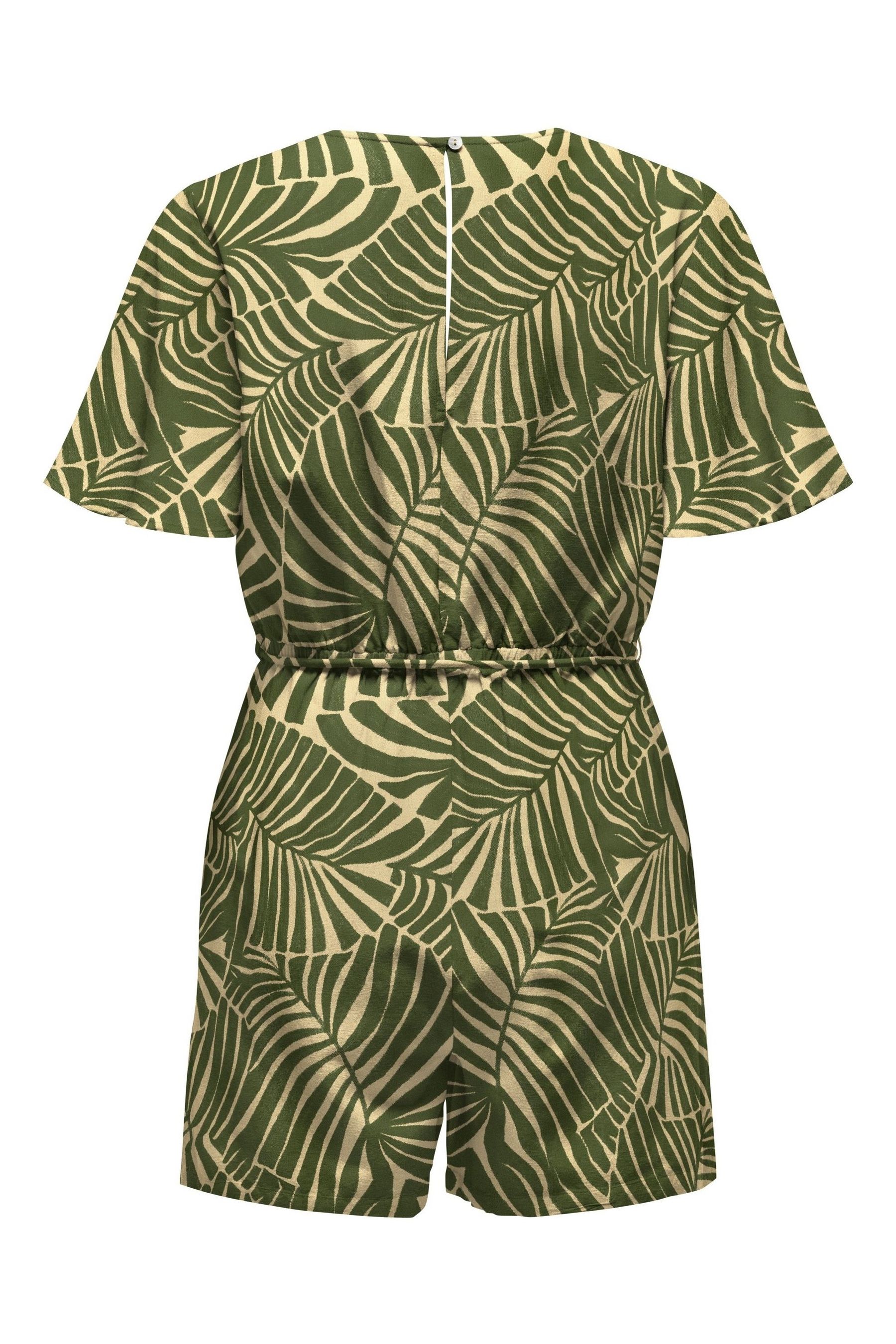 Buy ONLY Green Palm Print Playsuit With A Touch Of Linen from the Next UK online shop