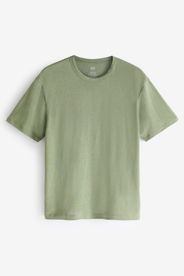 Gap Green Linen Blend Short Sleeve T-Shirt