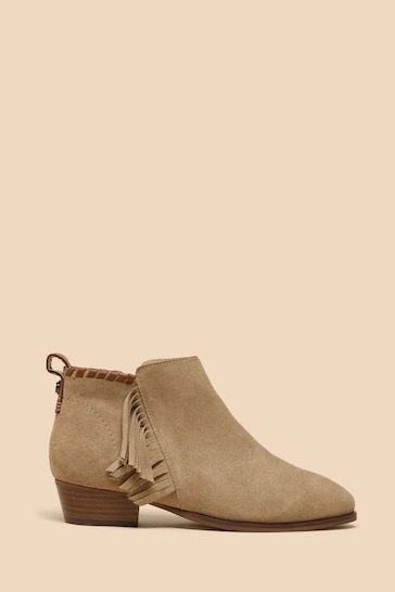 White Stuff Natural Acacia Suede Fringe Ankle Boots