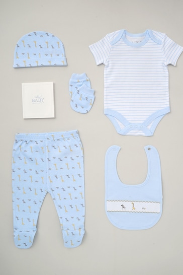 Rock-A-Bye Baby Boutique Blue Cotton Print Baby Gift Set 6 Piece