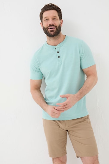 FatFace Blue Woodside Slub Henley T-Shirt