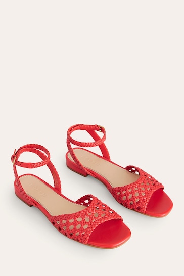 Boden Red Woven Flat Sandals