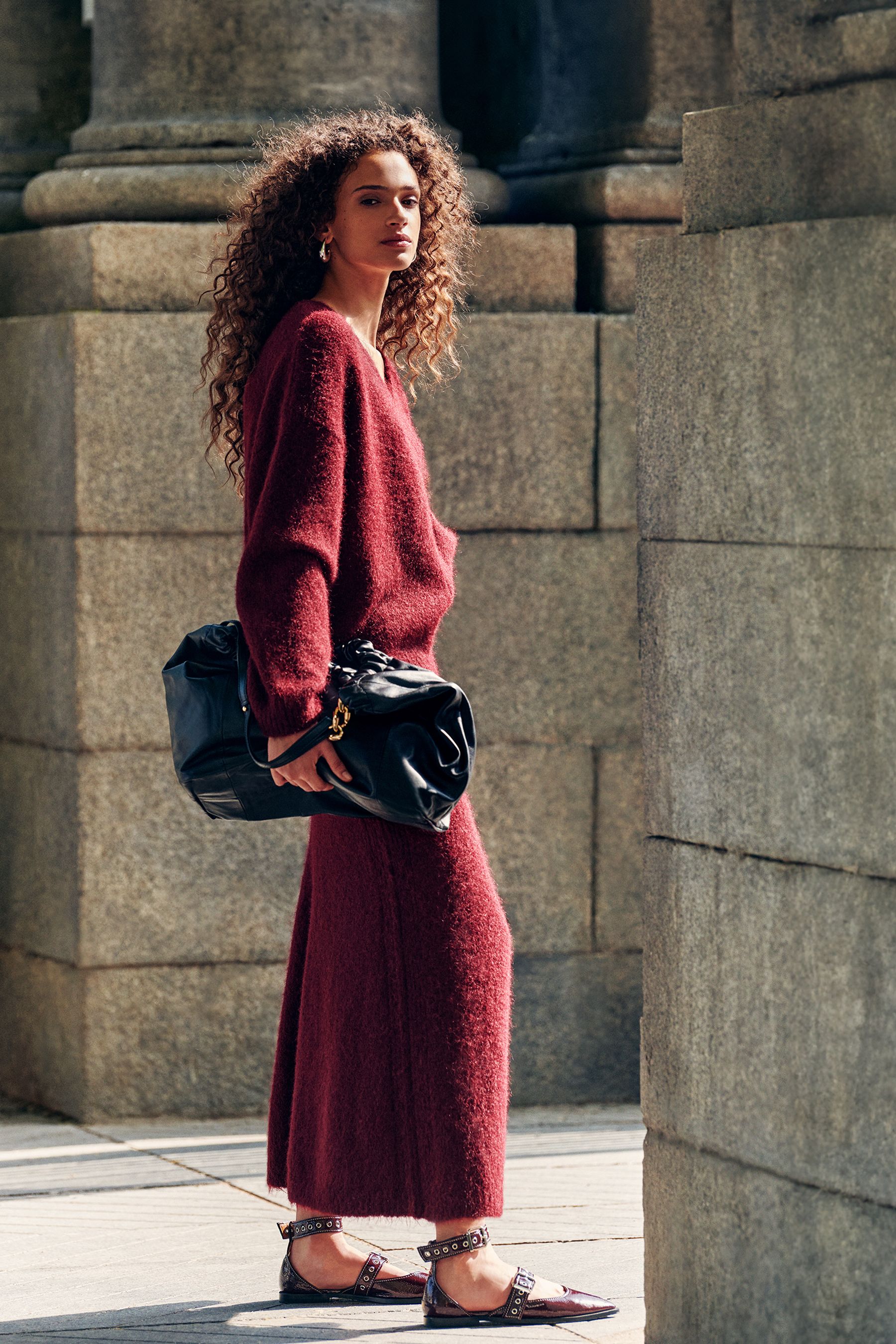 Buy Red Burgundy Co ord Soft Touch Column Knitted Maxi Skirt with Wool from the Next UK online shop