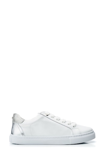 Moda in Pelle Braidie Slim Sole Lace Up White Trainers
