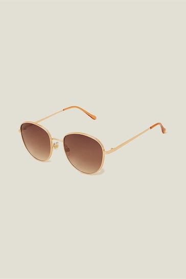 Accessorize Gold Groove Edge Aviator Sunglasses